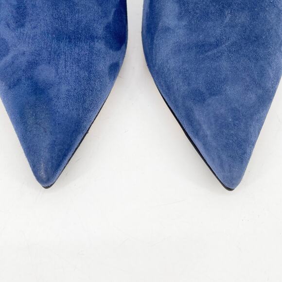 Jimmy Choo Blaize 100 Navy Blue Suede Ankle Bootie Crystal Strap size IT 37 - Picture 7 of 12